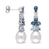Ross-Simons 8.5-9mm Cultured Pearl and 2.30 ct. t.w. Blue and White Topaz Drop Earrings in Sterling Silver - 3 of 4