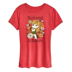 Women's - Instant Message - Nurtured in Nature Flowers Short Sleeve Graphic T-Shirt - 1 of 4