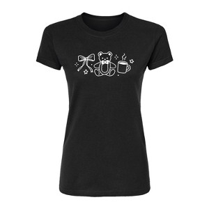 Women's - Instant Message - Teddy Bow Coffee Fitted Graphic T-Shirt - 1 of 3