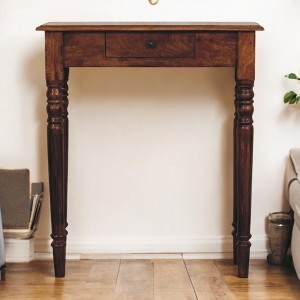 Wood Console Table, 1 Drawer, Turned Legs, Brass Knob, Hallway & Entryway - 1 of 4