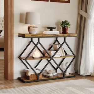 3-Tier Entryway Table, Console Table with  Metal Frame, Sofa Table with Open Shelves, Foyer Table for Entryway, Hallway - 1 of 4