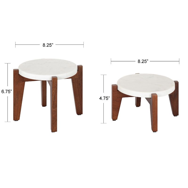 Kate and Laurel Icelyn Round Plant Stand Set, 2 Piece, Walnut Brown, 2 of 10