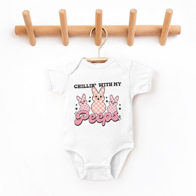 The Juniper Shop Chillin With My Peeps Checkered Baby Bodysuit