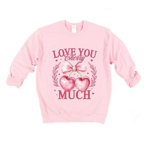 Simply Sage Market Women's Graphic Sweatshirt Coquette Cherry Much - 1 of 4