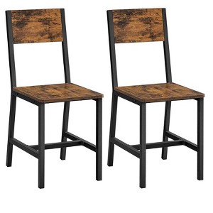 VASAGLE Dining Chair Set of 2, Rustic Wood Chairs with Metal Steel Frame, Easy to Assemble, Comfortable Seat, Modern Farmhouse Chair - 1 of 4