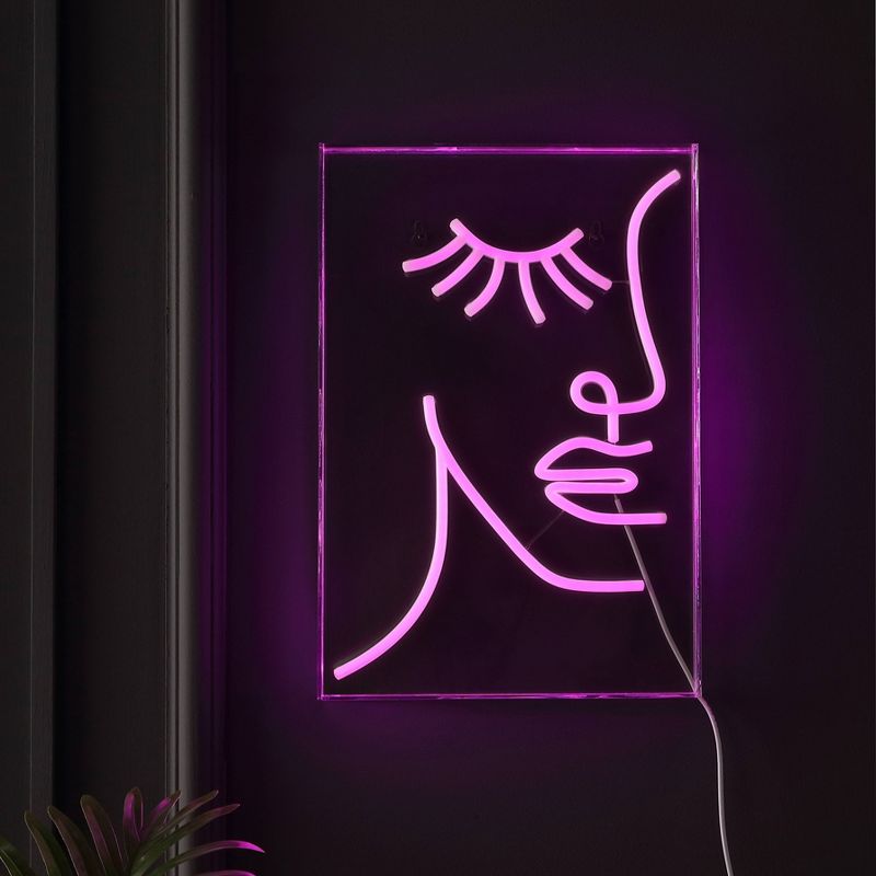 10.3&#34; x 15&#34; Half Face Contemporary Glam Acrylic Box USB Operated LED Neon Light Pink - JONATHAN Y, 6 of 8