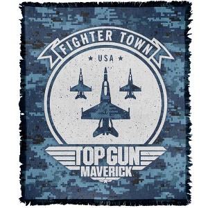 Top Gun Maverick Fighter Town Usa Blanket 50"x60" Woven Tapestry - 1 of 4