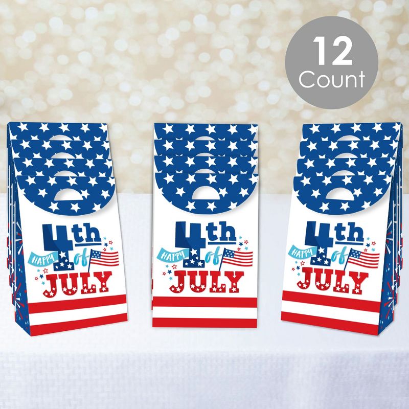 Big Dot of Happiness Firecracker 4th of July - Red, White and Royal Blue Gift Favor Bags - Party Goodie Boxes - Set of 12, 3 of 10