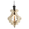 DOMETOUR Farmhouse Chandeliar, Distressed White Pendant French Country Wood Chandelier for Living Room Foyer, Bulb Not Included - 3 of 4