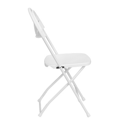 White Plastic Fan Back Folding Chairs with Steel Frame, 2-Pack