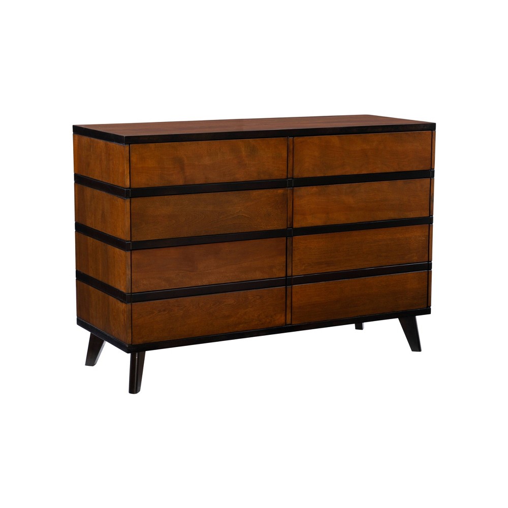 Photos - Dresser / Chests of Drawers Linon Mid-Century Modern Wood 6 Drawer Dresser Walnut  
