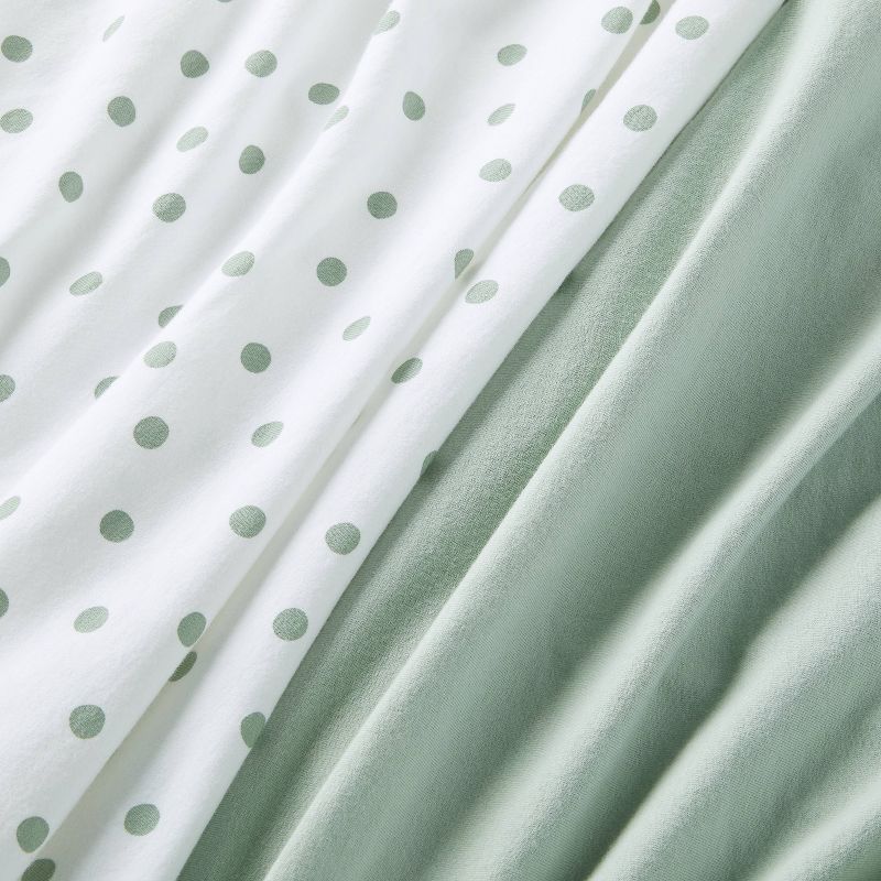 Jersey Fitted Crib Sheet - Dots and Solid Sage - 2pk - Cloud Island&#8482;, 4 of 6