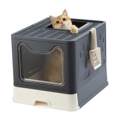 LunaLulinlk black Large cat litter box with lid, including cat litter scoop, closed cat litter box