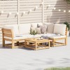 vidaXL - Patio Lounge Set with Cushions, 5 Piece Outdoor Modular Wooden Furniture - Acacia & Cream Polyester for Garden/Patio/Deck - 2 of 4