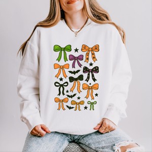 Simply Sage Market Coquette Colorful Halloween Bows Lightweight Garment Dyed Sweatshirt - 1 of 4