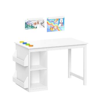 Kids' Art Activity Table with Storage and 2 Bonus Magnetic Display Bars White - RiverRidge Home