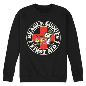Men's - Peanuts - Snoopy and Woodstock Beagle Scouts First Aid Graphic Fleece Sweatshirt - 1 of 4