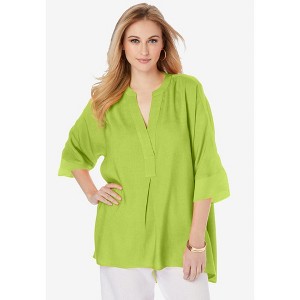 Jessica London Women's Plus Size Hi-Low Linen Tunic - 1 of 4