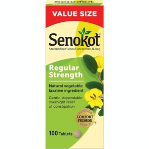 Senokot Regular Strength Tablets Natural Vegetable Laxative Ingredient, 100 Count - 1 of 4