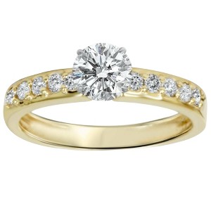 Pompeii3 1ct Yellow Gold Diamond Engagement Ring 14K - 1 of 4