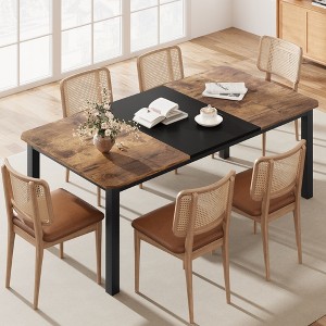 Dining table, 78 inches, seats 6-8 people, industrial style metal frame, rectangular design, suitable for use in kitchen, dining room and living room - 1 of 4