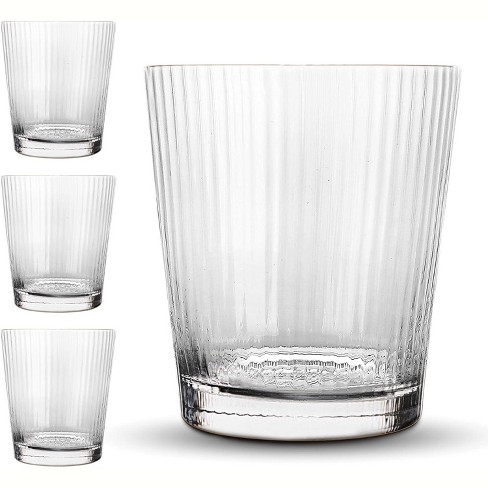 Elle Decor Glass Water Cups, Set Of 4, Vintage Ribbed Stackable Drinking  Glasses, 9.4 Oz Iced Coffee Cup, For Whiskey, Cocktails, Smoothies, Or Gift  : Target