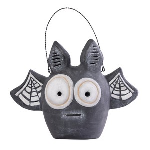 Transpac Paper Mache Bat Bucket Decorative Sculpture for Halloween Black Tabletop Decor Unique Gift for Festive Celebrations - 1 of 1