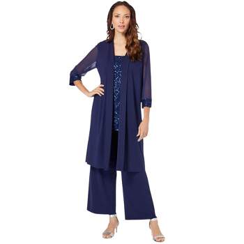 Roaman's Women's Plus Size Lace & Sequin Jacket Dress Set - 44 W, Blue ...