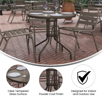 Contemporary 57'' Bronze and Clear Glass Round Dining Table