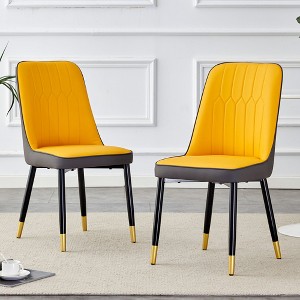 PAGED Dining Chairs Set of 2, Modern Kitchen Chair with Metal Legs and Sponge Filling, PU Leather Living Room Chair for Dining Room - 1 of 4