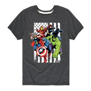 Boys' - Marvel - Avengers American Flag Short Sleeve Graphic T-Shirt - 1 of 4