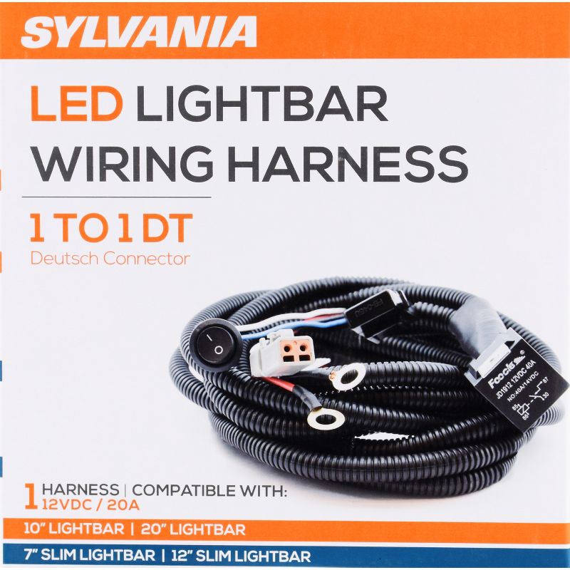 SYLVANIA - LED Light Bar Wiring Harness Kit - Weatherproof Deutsch Connector, 12V On Off Switch Power Relay, Spot Flood Combo, Single Lightbar (1PC), 2 of 7