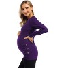 BLUEMING Womens Maternity Shirts Long Sleeve Crew Neck Basic Tank Tops Side Buttons Pregnant Shirts - 3 of 4
