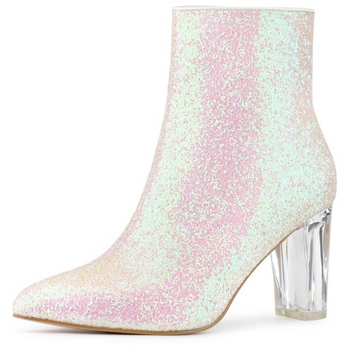 Perphy Women's Rhinestones Pointed Toe Stiletto Heel Glitter Ankle Boots Hot  Pink 9 : Target