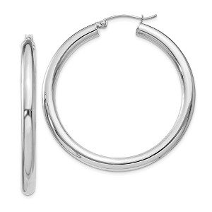 Black Bow Jewelry 4mm, Sterling Silver, Large Round Hoop Earrings - 45mm (1 3/4 Inch) - 1 of 4