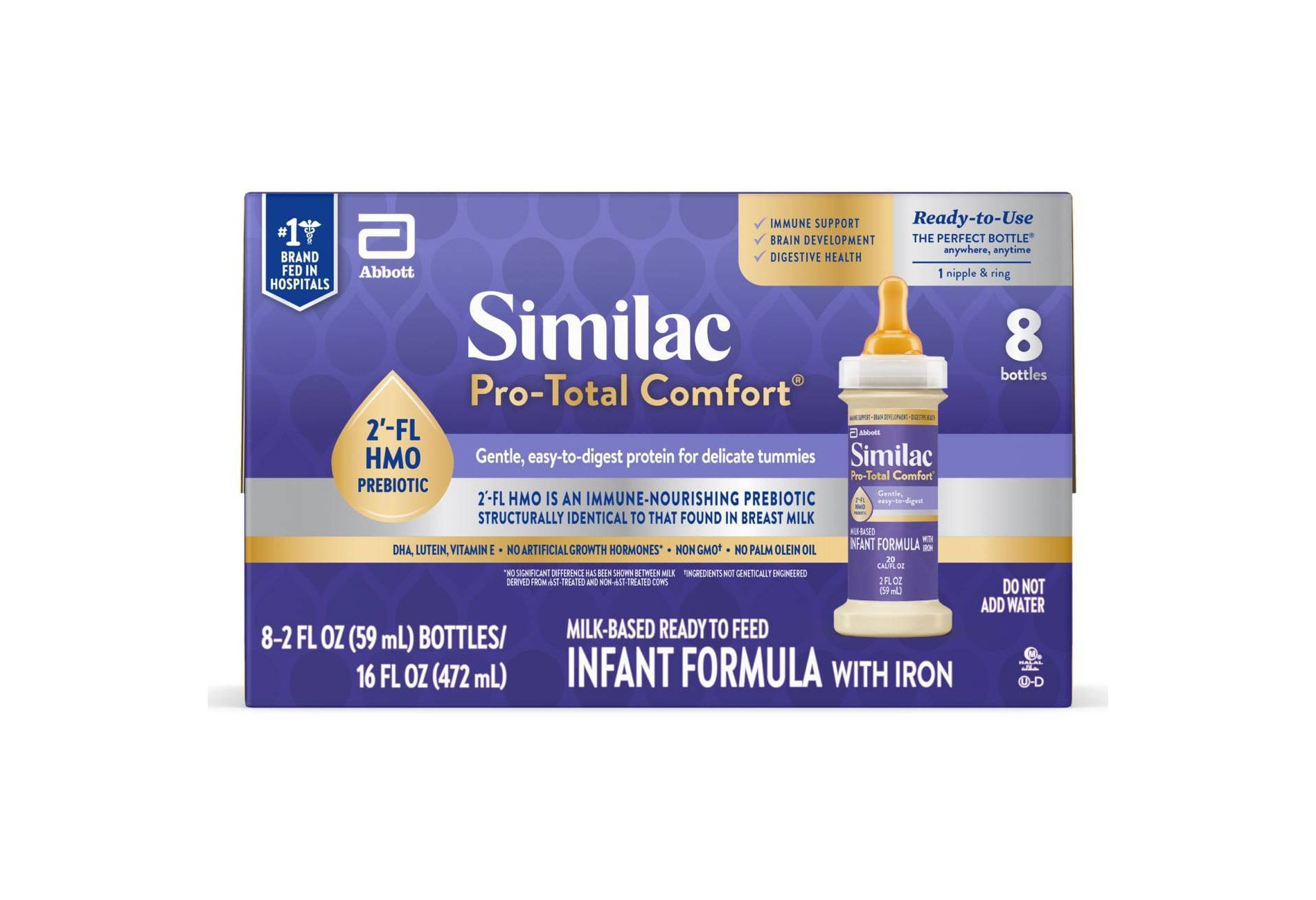 Similac Pro-Total Comfort Ready to Feed Infant Formula Bottles - 2 fl oz/8ct