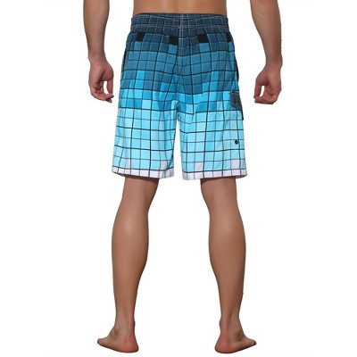 Lars Amadeus Men's Hawaiian Drawstring Waist Color Block Plaid Long Board Shorts 30 Blue — фото 3
