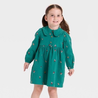 Toddler Girls' Long Sleeve Embroidered Woven Dress - Cat & Jack™