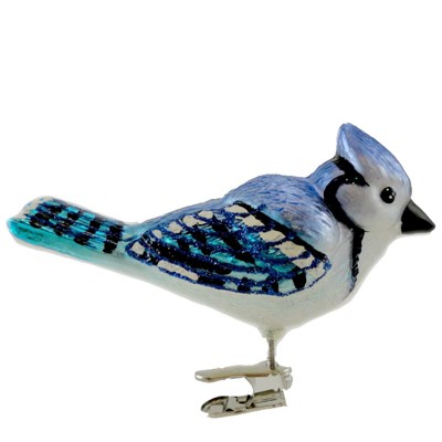 Old World Christmas 3.0" Bright Blue Jay Ornament Clip On Wildlife Bird  -  Tree Ornaments