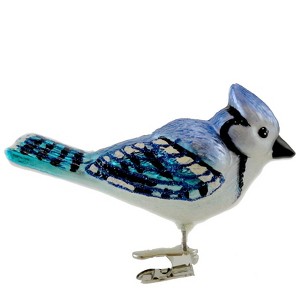 Old World Christmas 3.0 Inch Bright Blue Jay Ornament Clip On Wildlife Bird Tree Ornaments - 1 of 3