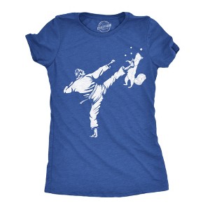 Womens Funny T Shirts Karate Kicked Squirrel Sarcastic Fighting Graphic Tee - Crazy Dog Women's T Shirt - 1 of 4