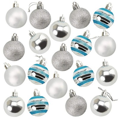 36-Pack Christmas Tree Ornaments - Silver and White Shatterproof Medium Christmas Balls Decoration, Assorted, Hanging Plastic Holiday Decor, 2.3"