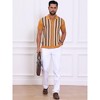 INSPIRE CHIC Men's Striped Knitted Summer Short Sleeves Button Down Jacquard Polo Shirts - 2 of 4