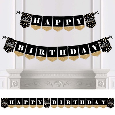 Big Dot of Happiness Adult Happy Birthday - Gold - Birthday Party Bunting Banner - Gold Party Decorations - Happy Birthday