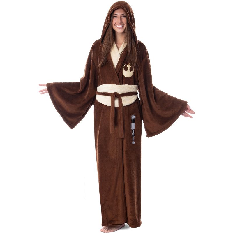 Star Wars Adult Obi-Wan Kenobi Jedi Fleece Robe Bathrobe For Men Women Brown, 5 of 6