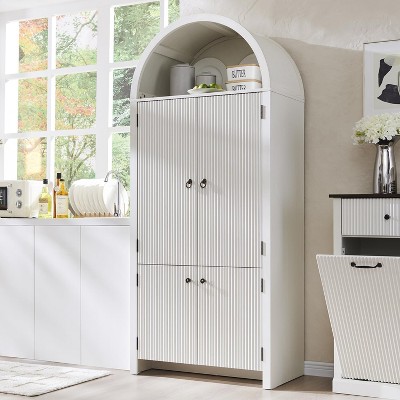 SinCiDo 71" High Modern Arched Kitchen Locker w/ Door Modern Locker w/ 3 Adjustable Shelves,6 Door Shelves, Kitchen,Bathroom Multi Purpose Cabinets