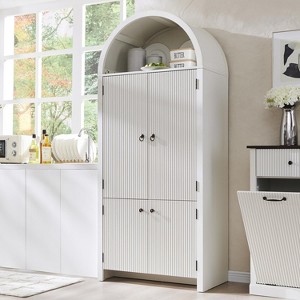 SinCiDo 71" High Modern Arched Kitchen Locker w/ Door Modern Locker w/ 3 Adjustable Shelves,6 Door Shelves, Kitchen,Bathroom Multi Purpose Cabinets - 1 of 4