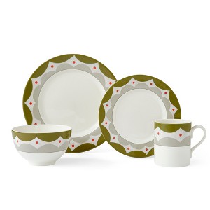 Kit Kemp by Spode Dinnerware Set of 4, Geometric Abstract Design, Porcelain, Dishwasher and Microwave Safe, Ideal for Pasta, Coffee, Cereal, and More - 1 of 4