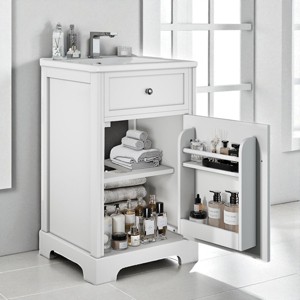 Mshliw 20" Bathroom Vanity with Sink, Freestanding MDF Cabinet with Soft-Close Door, Storage Rack & Adjustable Shelf, Modern Rectangular Design - 1 of 4