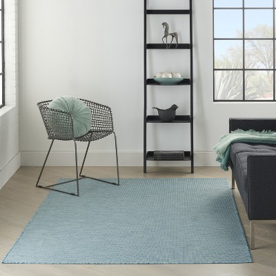Aqua Solstice Flat Woven 4' x 6' Reversible Outdoor Rug